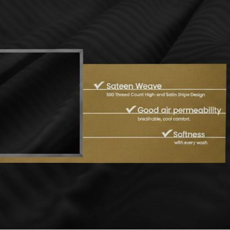 BEDDING ZONE Multi-Colored Luxury Stripe Duvet Cover - Zipper Closure Black  Double (200X200) - Image 4